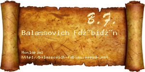 Balassovich Fábián névjegykártya